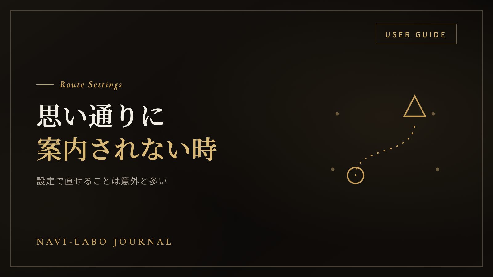 カーナビの画面に表示されたルート案内